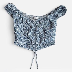 Floral Blue Off-Shoulder Top